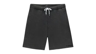 Pre-owned Purple Brand Men's  Hvy Fleece Short Shorts In Black