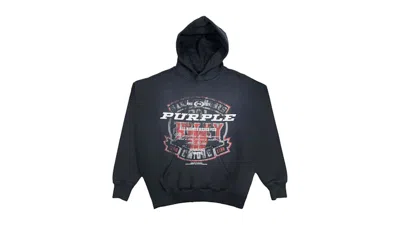 Pre-owned Purple Brand Men's  Logo Hwt Fleece Pullover Hoodie In Black