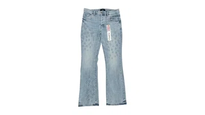 Pre-owned Purple Brand Men's  P004fobl425 Flare Mono Embossed Jeans In Indigo