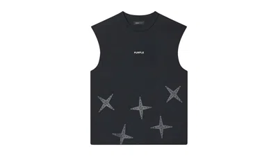 Pre-owned Purple Brand Men's  P103tbes325textured Sleeveless Tee Shirt In Black