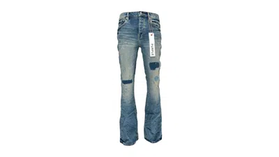 Pre-owned Purple Brand Men's  Patch Repair Flare Jeans In Mid Indigo
