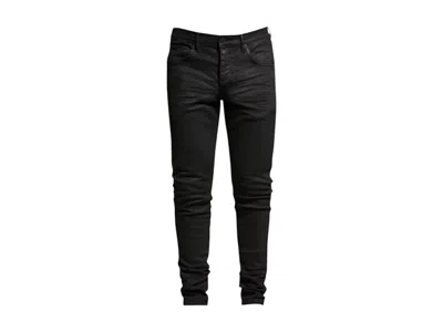 Pre-owned Purple Brand Men's  Skinny Crackle Coated Jean In Black