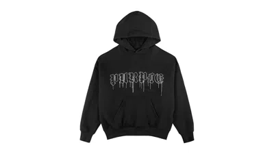 Pre-owned Purple Brand Men's  Spellout Hwt Fleece Pullover Hoodie In Black/white