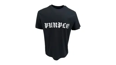 Pre-owned Purple Brand Men's  Spellout Textured Jersey Tee Shirt In Black
