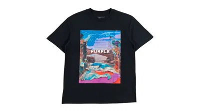 Pre-owned Purple Brand Men's  Textured Jersey Short Sleeve Tee Shirt In Black