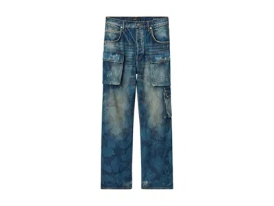 Pre-owned Purple Brand Men's  Triple Pullovercket Cargo Jean In Dark Indigo
