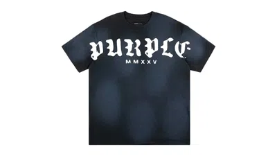 Pre-owned Purple Brand Men's  Typeout Textured Jersey Tee Shirt In Black