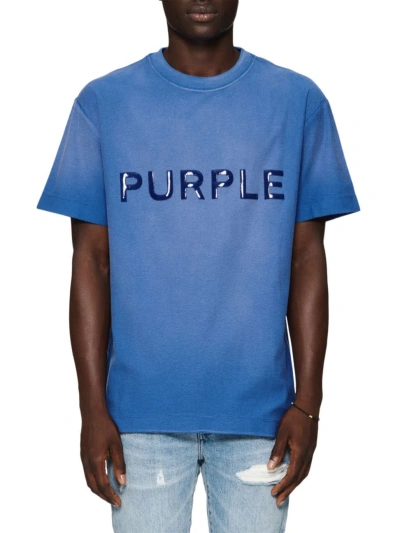 Purple Brand Men's Rubber Logo Crewneck T-shirt In Blue