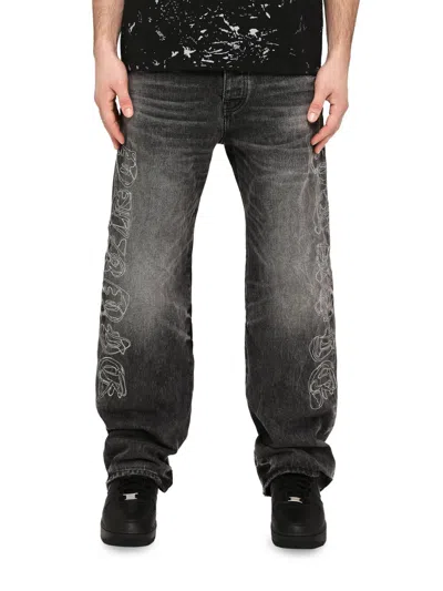Purple Brand Pants Traced Gothic Wordmark In Black
