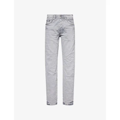Purple Brand Mens Grey Studs Straight-leg Stretch-denim Jeans
