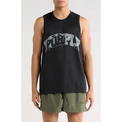 Purple Brand Mesh Graphic Tank In Black