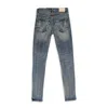 Purple Brand Mid Dirty Vintage Repair With Marbled Bleach Indigo Skinny Jeans In Blue