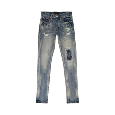 Pre-owned Purple Brand Mid Dirty Vintage Repair With Marbled Bleach Skinny Jeans 'indigo' | Blue | Men's Size