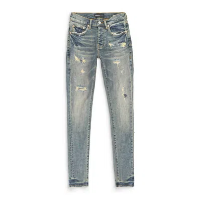 Purple Brand Mid Quilted Destroy Pocket Indigo Skinny Jeans In Blue