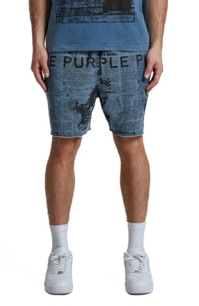 Purple Brand Midweight French Terry Shorts In Blue