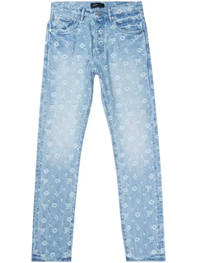 Purple Brand Monogram-pattern Jeans In Blue