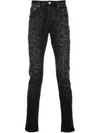 Purple Brand Monogram Leopard Print Jeans "black" In Black