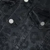Purple Brand Monogram Leopard Print Trucker Black Denim Jackets In Black