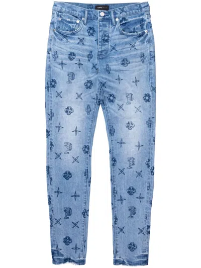 Purple Brand Gerade Jeans Mit Monogramm-print In Blue