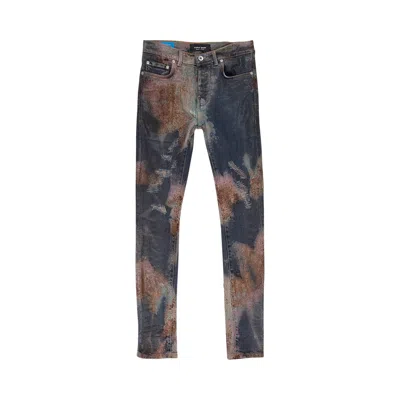 Pre-owned Purple Brand Multicolor Spray Over Bleached Skinny Jeans 'indigo' | Blue | Men's Size 36