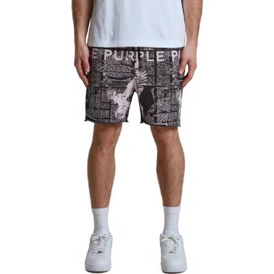Purple Brand Mwt Fleece Sweat Shorts In Black