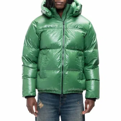 Purple Brand Nylon Down Puffer Jacket In Formal Garden In Green