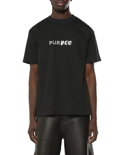 Purple Brand Old English Cotton Logo T-shirt In Black