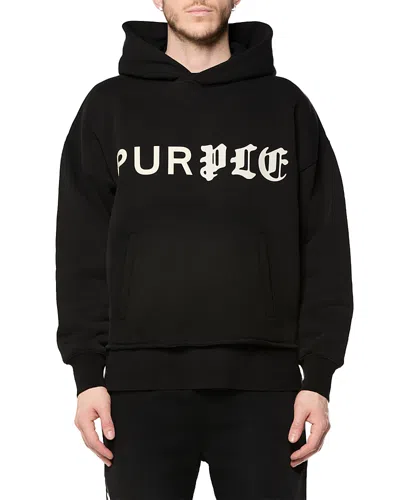 Purple Brand Old English Fleece Cotton Logo Hoodie In Black