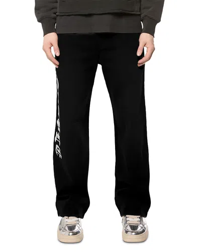 Purple Brand Old English Straight Fit Logo Cotton 32 Pants In Black