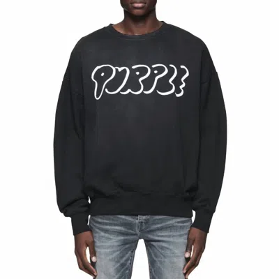 Purple Brand Outline Heavyweight Fleece Crewneck Sweatshirt In Black