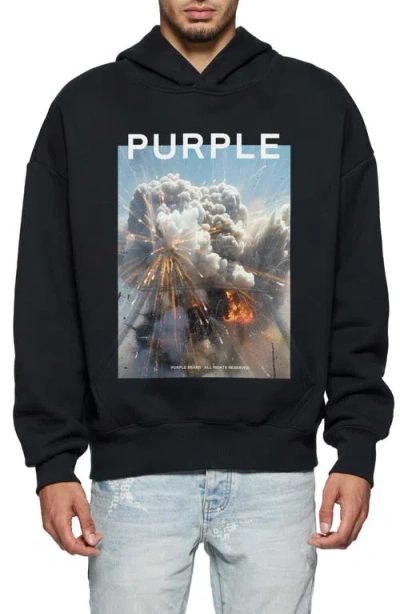 Purple Brand Oversize Cotton Hoodie In Black