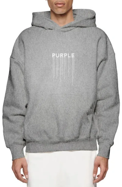 Purple Brand Oversize Drip Logo Heavyweight Fleece Hoodie In Grey