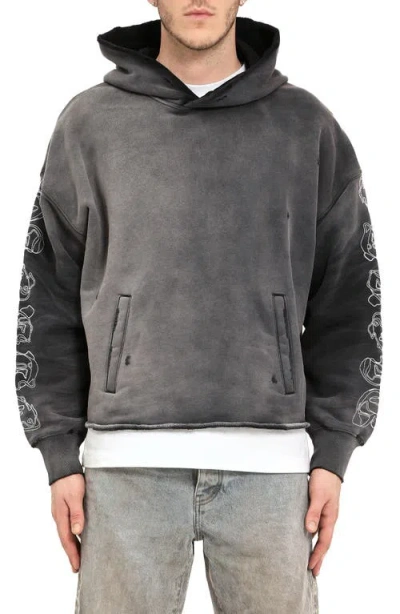Purple Brand Oversize Heavyweight Cotton Fleece Hoodie In Black