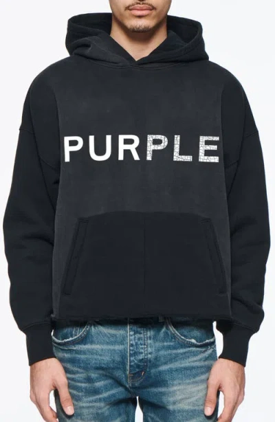 Purple Brand Oversize Heavyweight Fleece Graphic Hoodie In Black