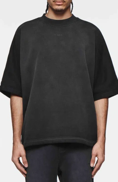 Purple Brand Oversize Logo Cotton Fleece T-shirt In Black