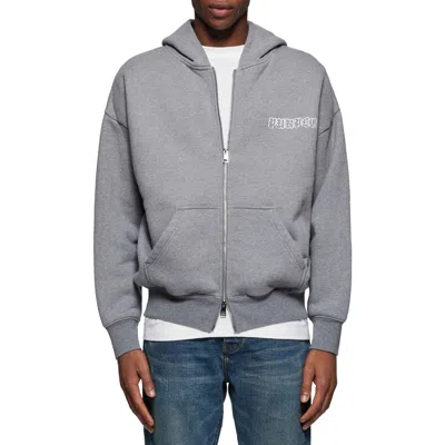 Purple Brand Oversize Logo Heavyweight Fleece Zip Hoodie In Grey
