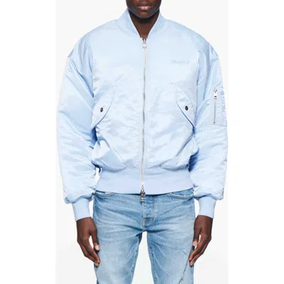 Purple Brand Oversize Satin Bomber Jacket In Blue