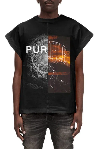 Purple Brand Oversize Sleeveless Graphic T-shirt In Black