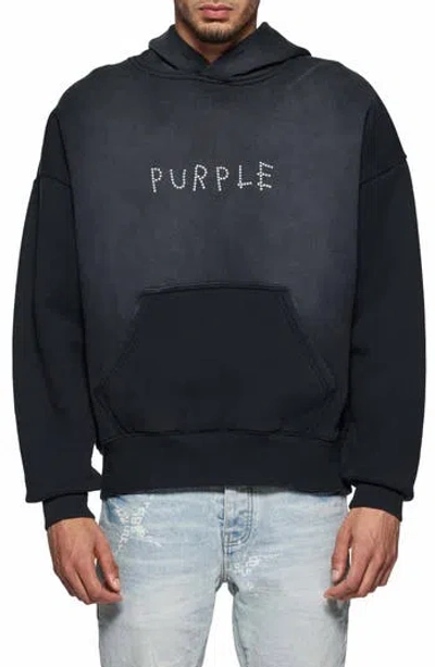 PURPLE BRAND PURPLE BRAND OVERSIZE STUDDED LOGO HEAVYWEIGHT FLEECE HOODIE