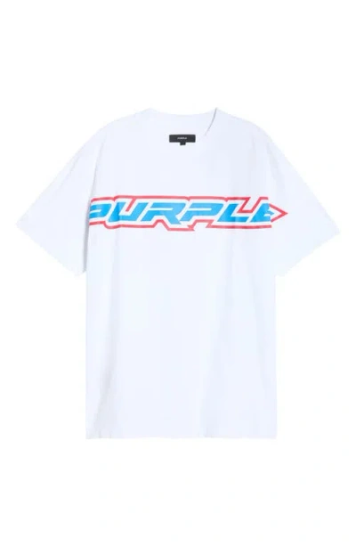 Purple Brand Oversize Textured Cotton Jersey Graphic T-shirt In White