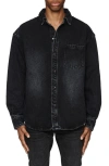 Purple Brand Oversized Western Grey Casual Button-down Shirts In Grey