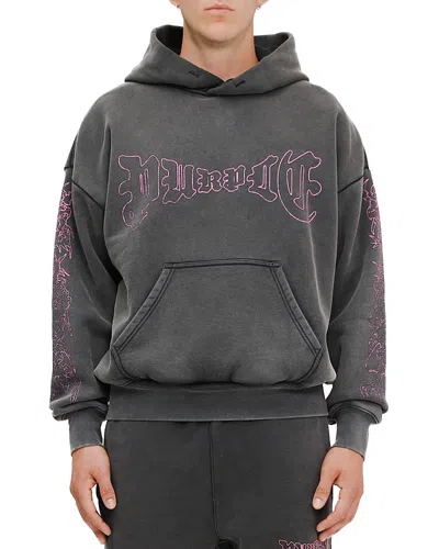 Purple Brand Oversized Fleece Logo Graphic Hoodie In Black
