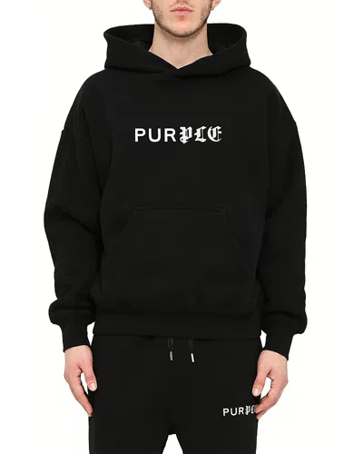Purple Brand Oversized Fleece Logo Graphic Hoodie In Black