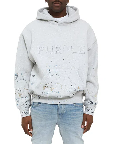 Purple Brand Oversized Fleece Splatter Hoodie In Gray