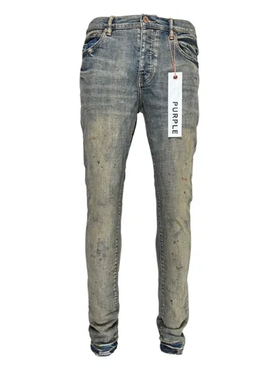 Purple Brand P001 Distressed Paint-splatter Jeans In Blue