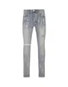 PURPLE BRAND P001 LIGHT INDIGO PAINT BLOWOUT JEANS