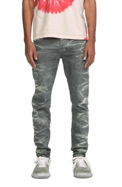 Purple Brand P001 Low Rise Skinny Jeans In Charcoal Faded Side Seam