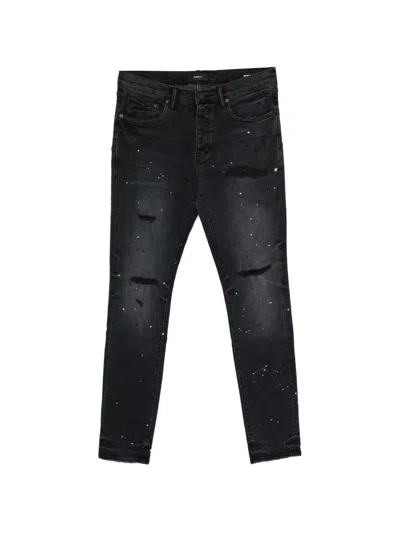 Purple Brand P001 Reflective Paint Repair Skinny Jeans In Black