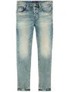 Purple Brand Light Blue Jeans With Belt Loops And Logo Patch On The Rear In Light Indigo