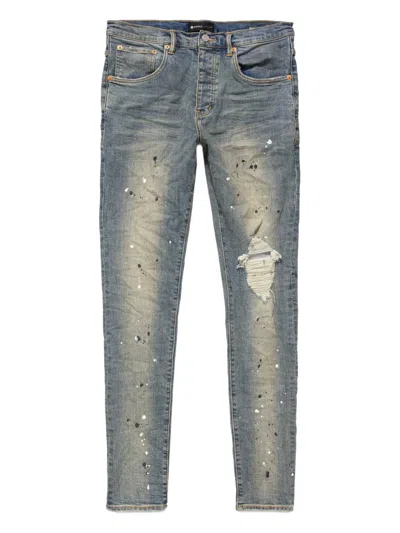 Purple Brand Paint-splatter Distressed Jeans In Blue